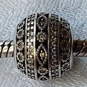 Delicate authentic Pandora sterling ball charm with tiny clear crystals